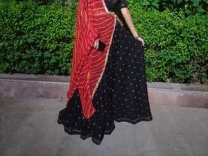Black lehenga highly flared
