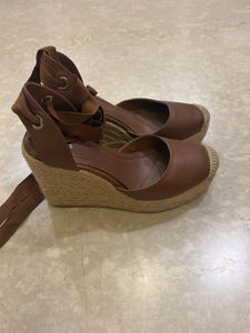 Espadrille Wedge Sandals with Tie-Up