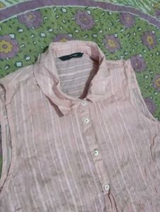 Light Pink Sleeveless Button-Up Shirt