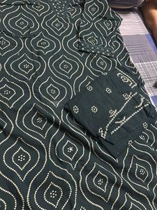 Green Bandhani Print Kurta set