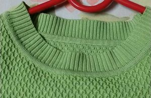 Vibrant Green Textured Knit Top