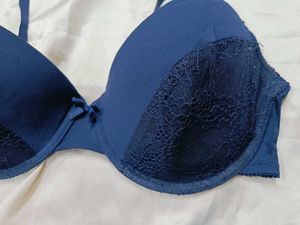 Elegant Blue Lace Padded Bra