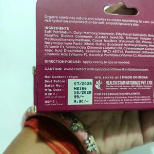 ORGATRE Lip Balm SPF 30PA++