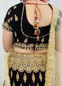 Wine Color Velvet Lehanga-choli