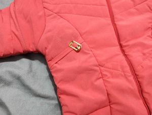 New Pink Winter Jacket with Fur Hood