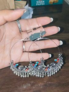 Bohemian Hoop Earrings with Multicolor Accents