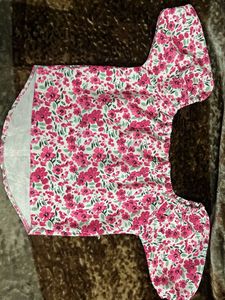 PINK Floral Puff Sleeve Top (worn once )