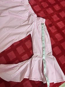 Pink Striped Off-Shoulder Bell Sleeve Top