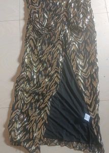 Elegant Black &amp; Gold Sequin Maxi Dress