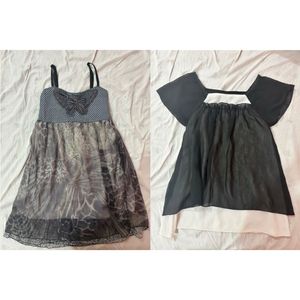 Y2K Combo of Chic Layered Sheer Dress & Black Top