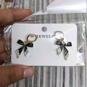 Black Bow Drop Earrings