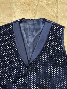 Navy Blue Jacquard Vest