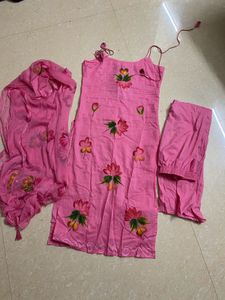 Pink Floral Print Kurta Set