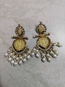 Exquisite Pearl &amp; Stone Dangle Earrings
