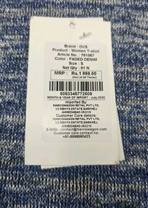 Women's Blue Marled Knit Top with Layered Hem