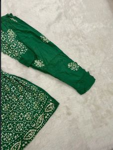 Green Batik Print Kurta Set