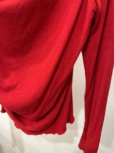 Red Long Sleeve Cowl Neck Top