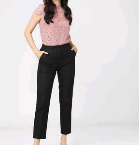 Tokyo Talkies Women Black Straight Fit Trousers
