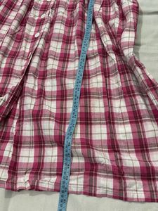 Chic Pink Plaid Button-Up Midi Dress