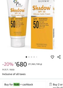 Fix Derma Shadow SPF 50 Silicone Matte Cream