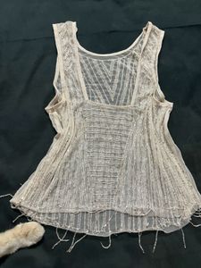 Sheer Embellished Tank Top