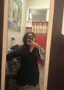 Black Kurta with Elegant White Print