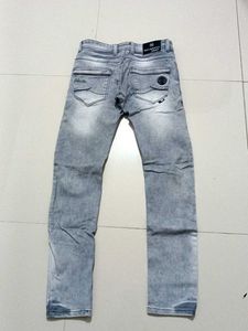 Grey Stone Washed/ Faded Jeans For Men