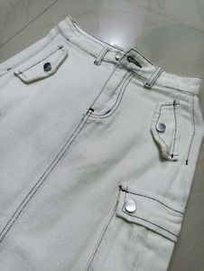 White Cargo Midi Skirt