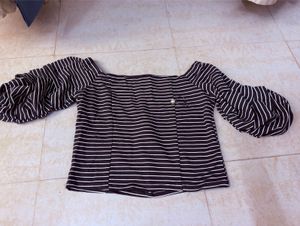 Striped Puff Sleeve Top
