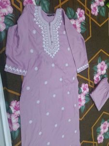 Lavender Chikankari Kurta Set