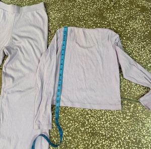 Lavender Ribbed Long Sleeve Top with pajama set