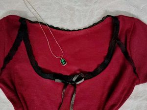 Goth Red Lace Trimmed Top