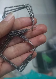 Unique Geometric oxidised black Hoop Earrings