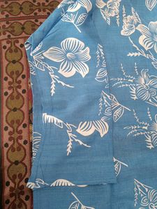 Blue Floral Cotton kurta set with Palazzo