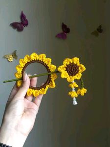 Handmade Crochet Sunflower Hair Clip