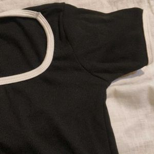 ZARA Black Contrast Trim Top