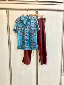 Dragon Print Short Sleeve Shirt & Pants Set