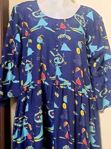 Whimsical Blue Print Midi Dress