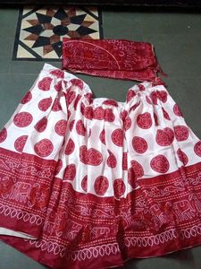 bandhani print White &amp; Red Printed Lehenga sets