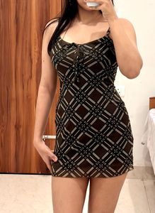 Brown Plaid Mini Dress From Newme