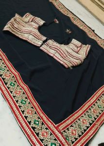 Embroidered saree with heavy stiched blouse