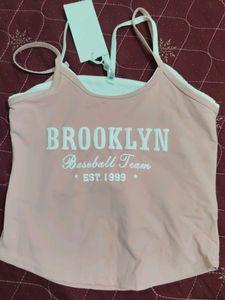 Pink Brooklyn Baseball Graphic Cami Top