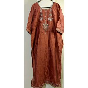 Elegant Rust Embroidered Kurta