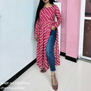 Stunning Pink Leheriya Kurti