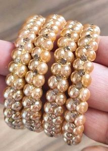 Elegant Pearl &amp; Gold Bangles