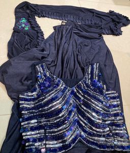 Elegant Navy Blue ready to wear Saree