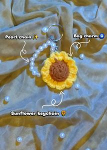 Crocheted Sunflower Keychain
