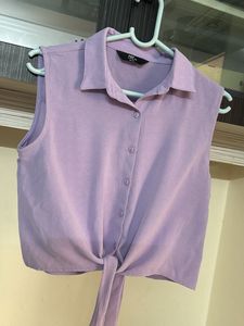 Lavender Tie-Front Sleeveless Top