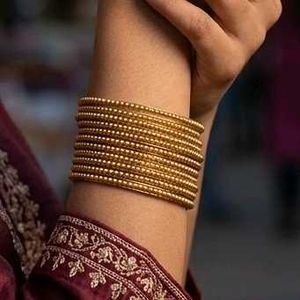 Blue &amp; Golden Bangles with Yellow Accents