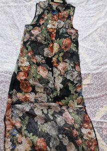 Floral Print sheer  High-Low Dress